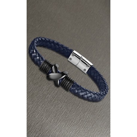 Pulsera Lotus Style unisex cuero y acero