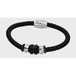 Pulsera Lotus Style acero y cuero unisex