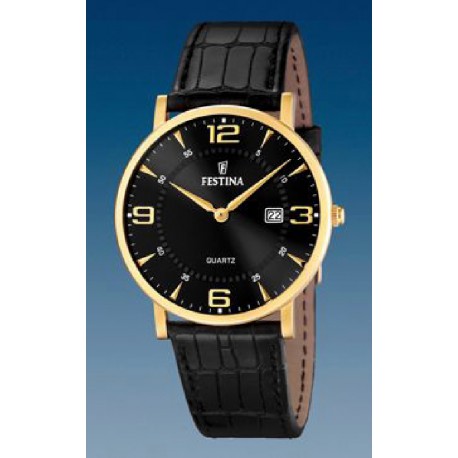 Reloj Festina Caballero CLASSICS Cuero Marrón Esfera Negra