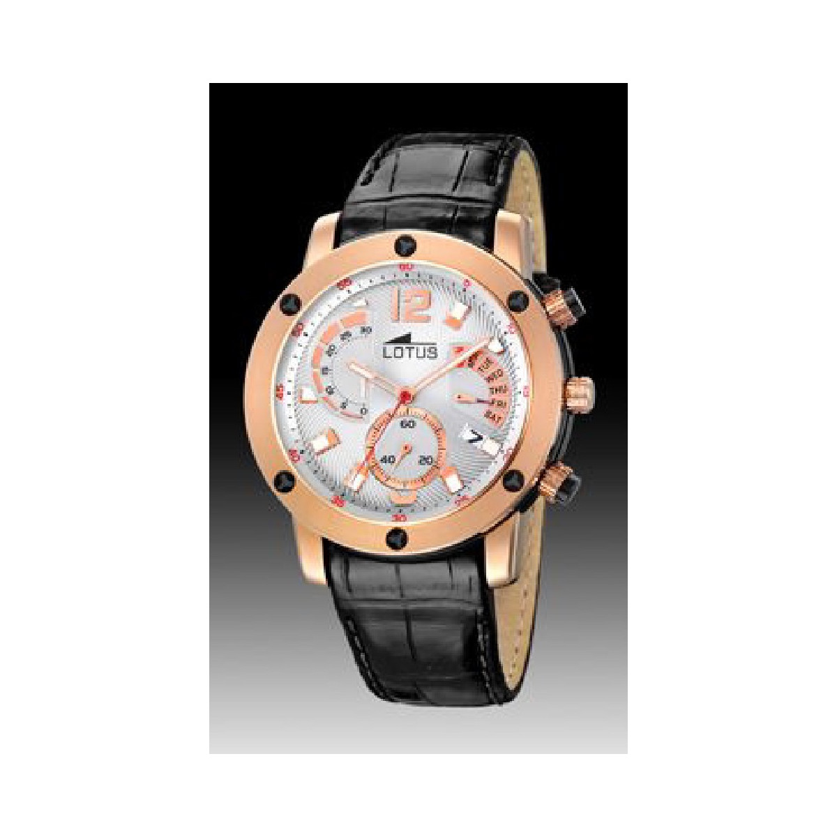 Reloj Lotus Hombre Negro 42mm diámetro Correa piel marrón 18685/1