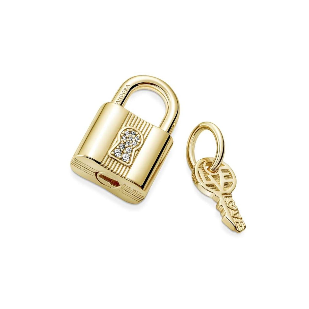 Abalorio Pandora Candado y llave plata 925 dorada