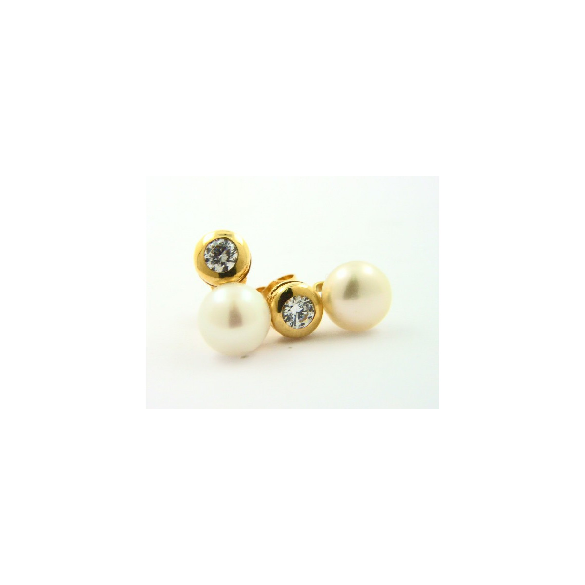 Pendientes oro 18k perla y circonita