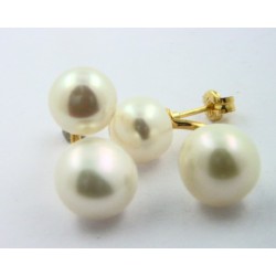 Pendientes oro 750 doble con perlas