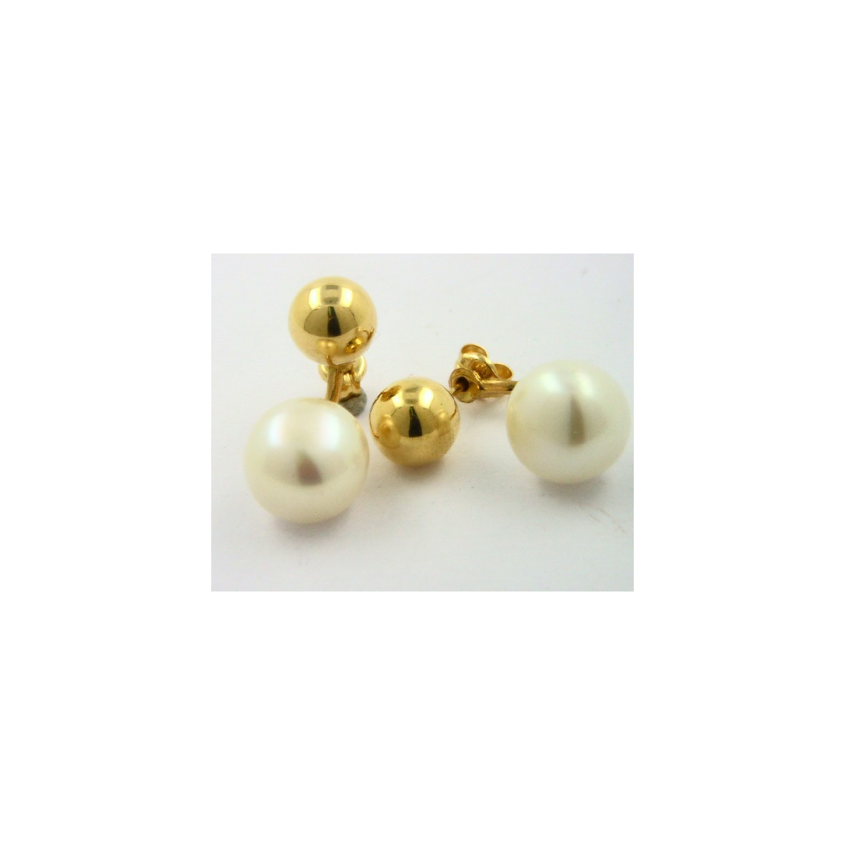Pendientes oro 750 doble con perla