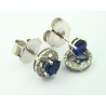 Pendientes oro blanco 750 con brillantes y zafiros