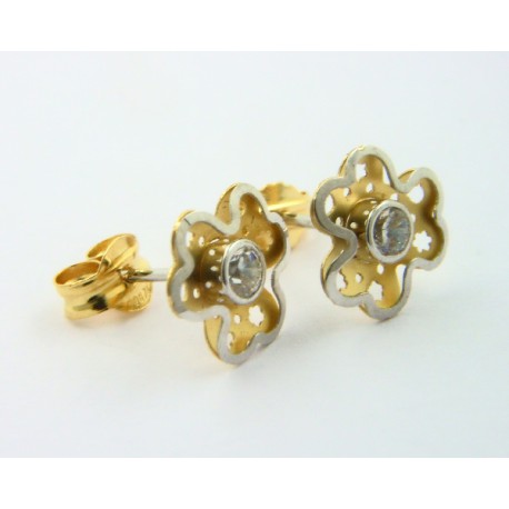 Pendientes oro amarillo y blanco 750