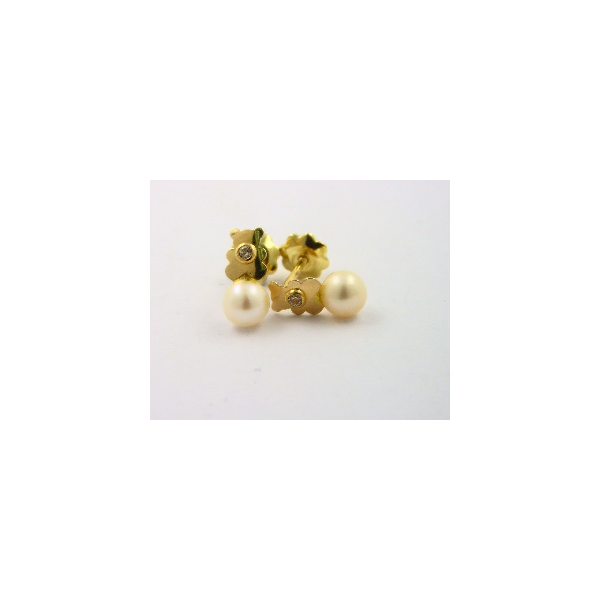 Pendientes oro 750 con osito y perla