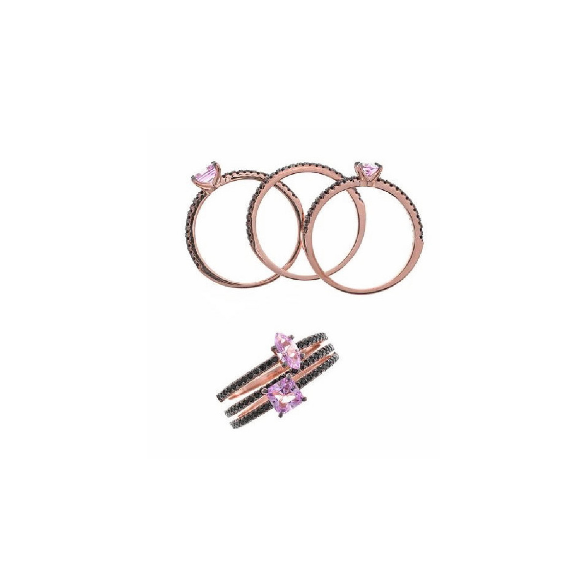 Anillo triple Salvatore plata 925 rosa talla 14