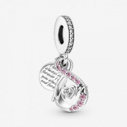 Charm Pandora plata 925 Colgante Doble Mamá Infinito Pavé