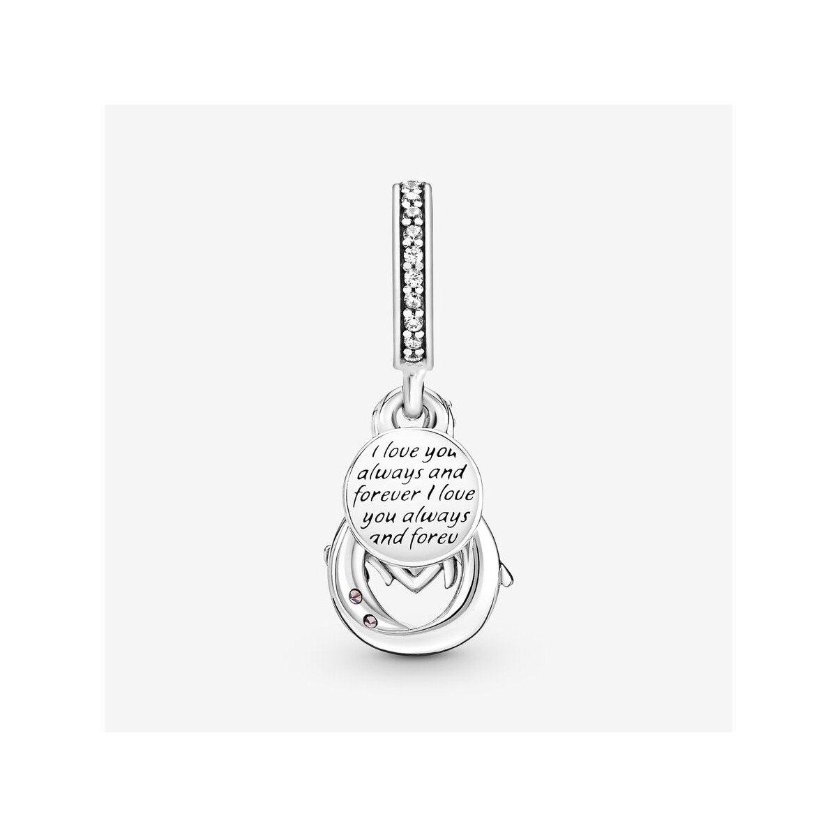 Charm Pandora plata 925 Colgante Doble Mamá Infinito Pavé