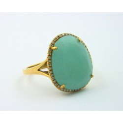 Anillo oro 750 con brillantes y amatista verde