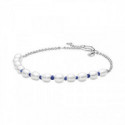 Pulsera Pandora plata 925 Cordón Azul con Perlas Cultivadas de Agua Dulce 18cm