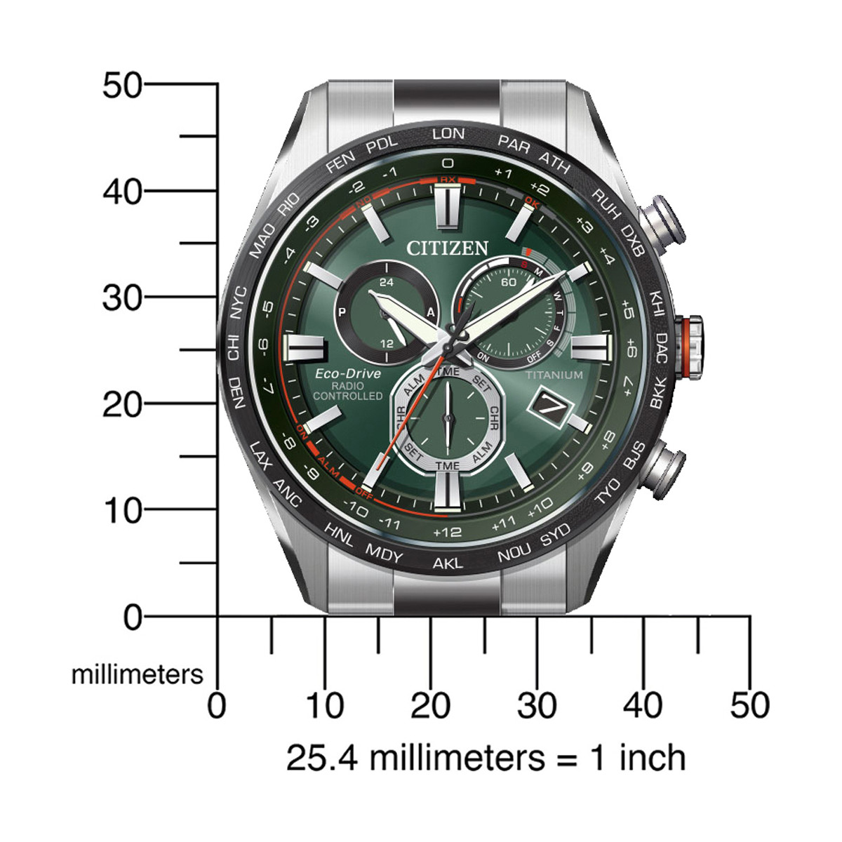 Reloj Citizen Crono Super Titanium Eco Drive Radio Control