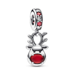 Abalorio Pandora plata 925 colgante de Murano Reno de la Nariz Roja