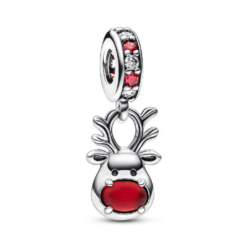 Abalorio Pandora plata 925 colgante de Murano Reno de la Nariz Roja