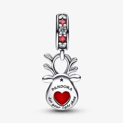 Abalorio Pandora plata 925 colgante de Murano Reno de la Nariz Roja