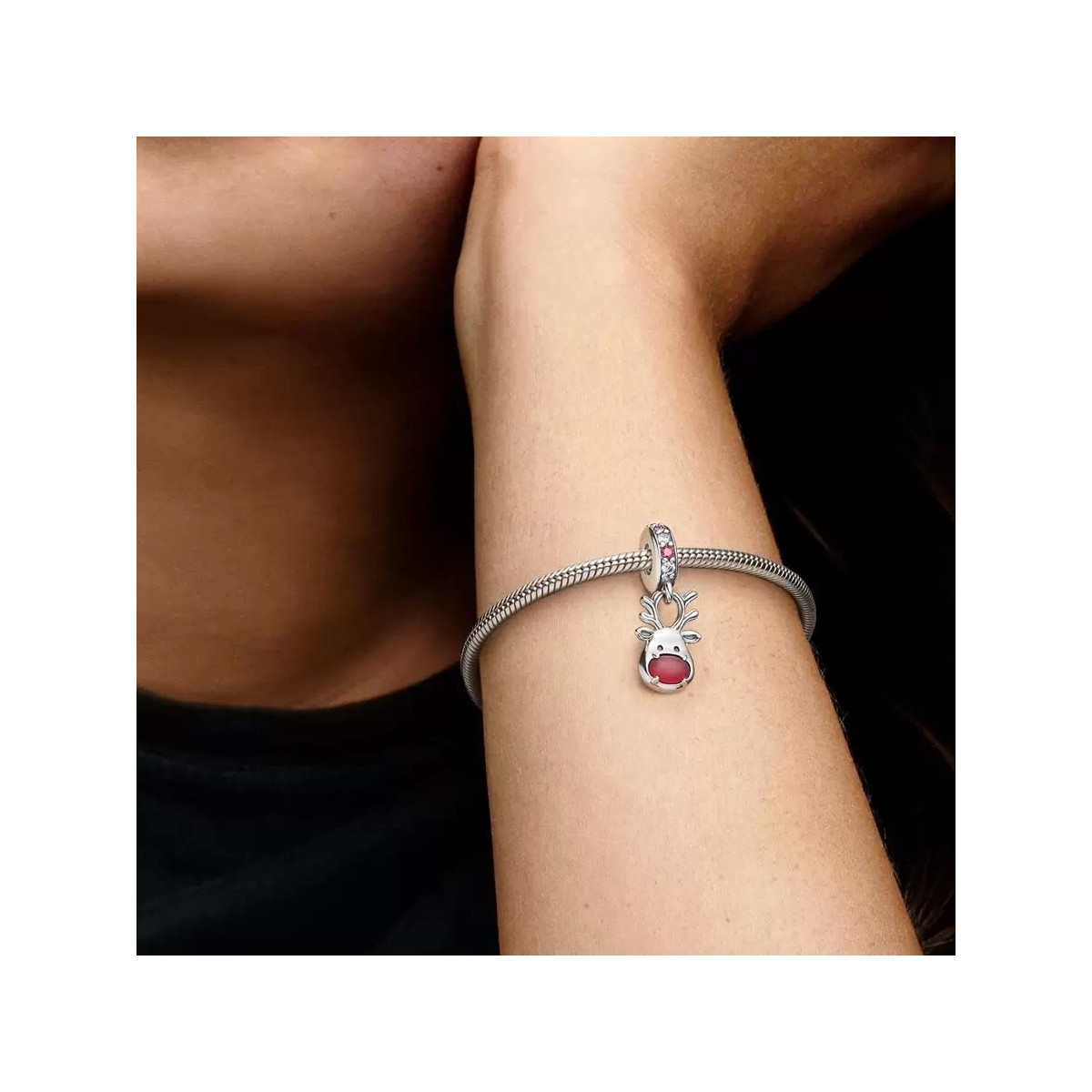 Abalorio Pandora plata 925 colgante de Murano Reno de la Nariz Roja