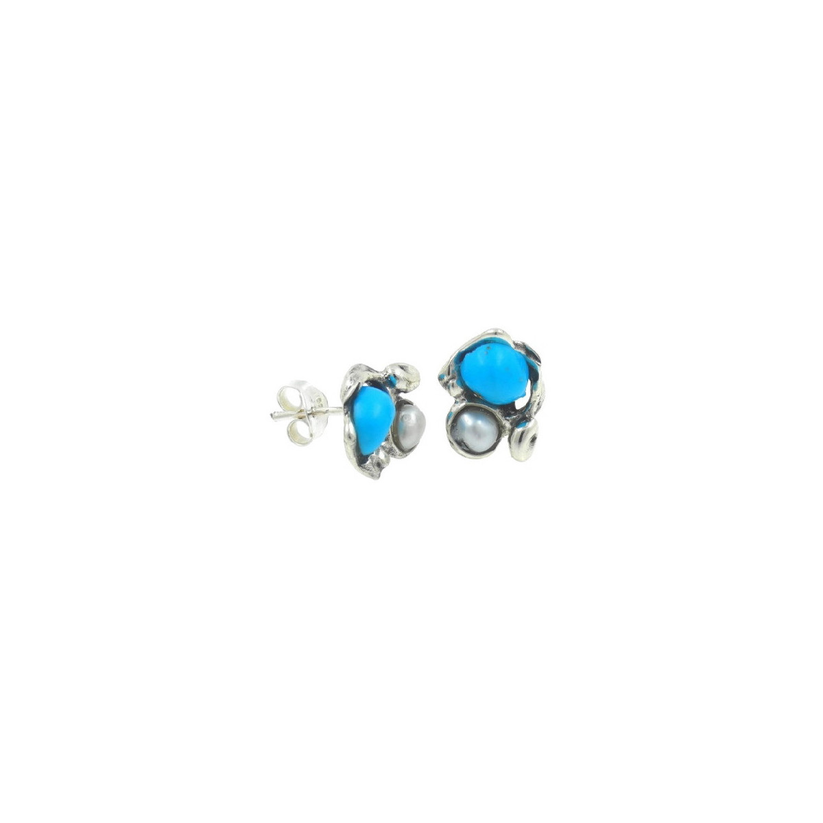 Pendientes La Perionda plata 925 perla y turquesa AJ-0752T/PE