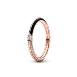 Anillo Pandora Me Rosé Dual Negro y Pavé talla 52