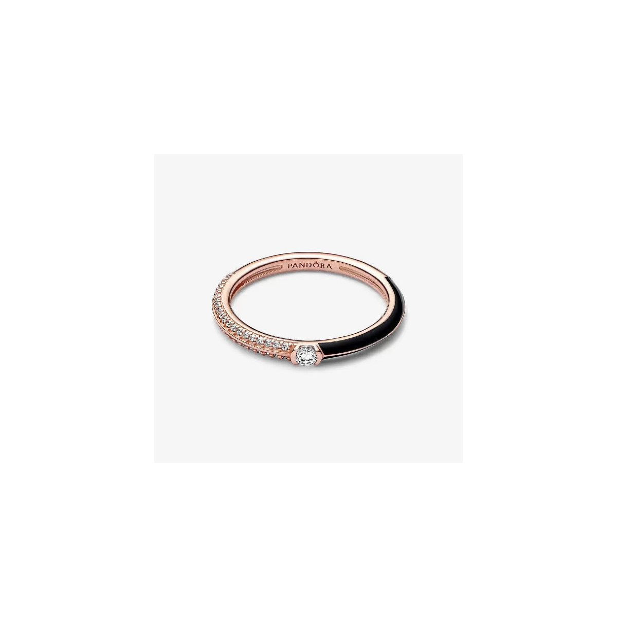 Anillo Pandora Me Rosé Dual Negro y Pavé talla 54