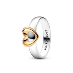 Anillo Pandora Corazón Radiante Deslizante Dos Tonos plata 925 talla 52