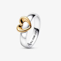 Anillo Pandora Corazón Radiante Deslizante Dos Tonos plata 925 talla 52