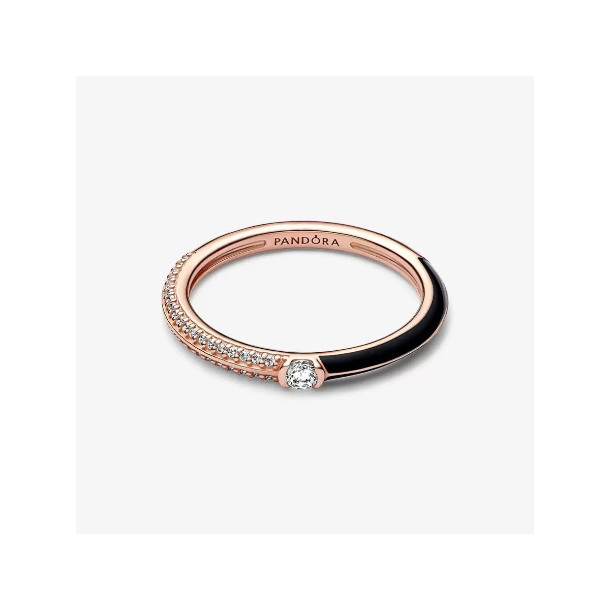 Anillo Pandora Me Rosé Dual Negro y Pavé talla 52