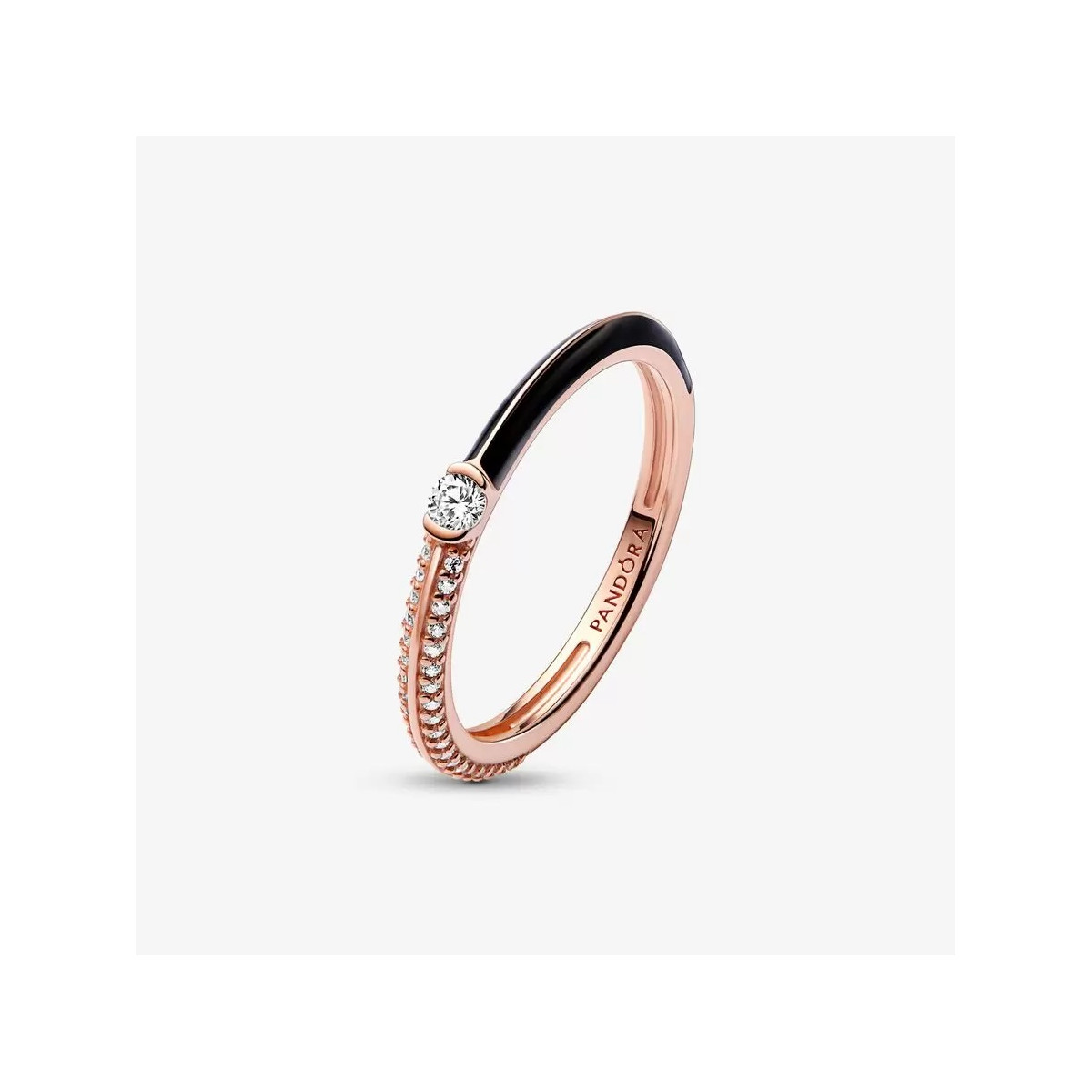 Anillo Pandora Me Rosé Dual Negro y Pavé talla 52