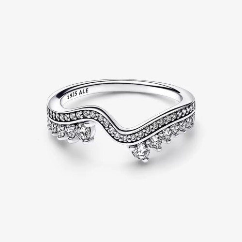 Anillo Pandora Ola Asimétrica Brillante plata 925 talla 52