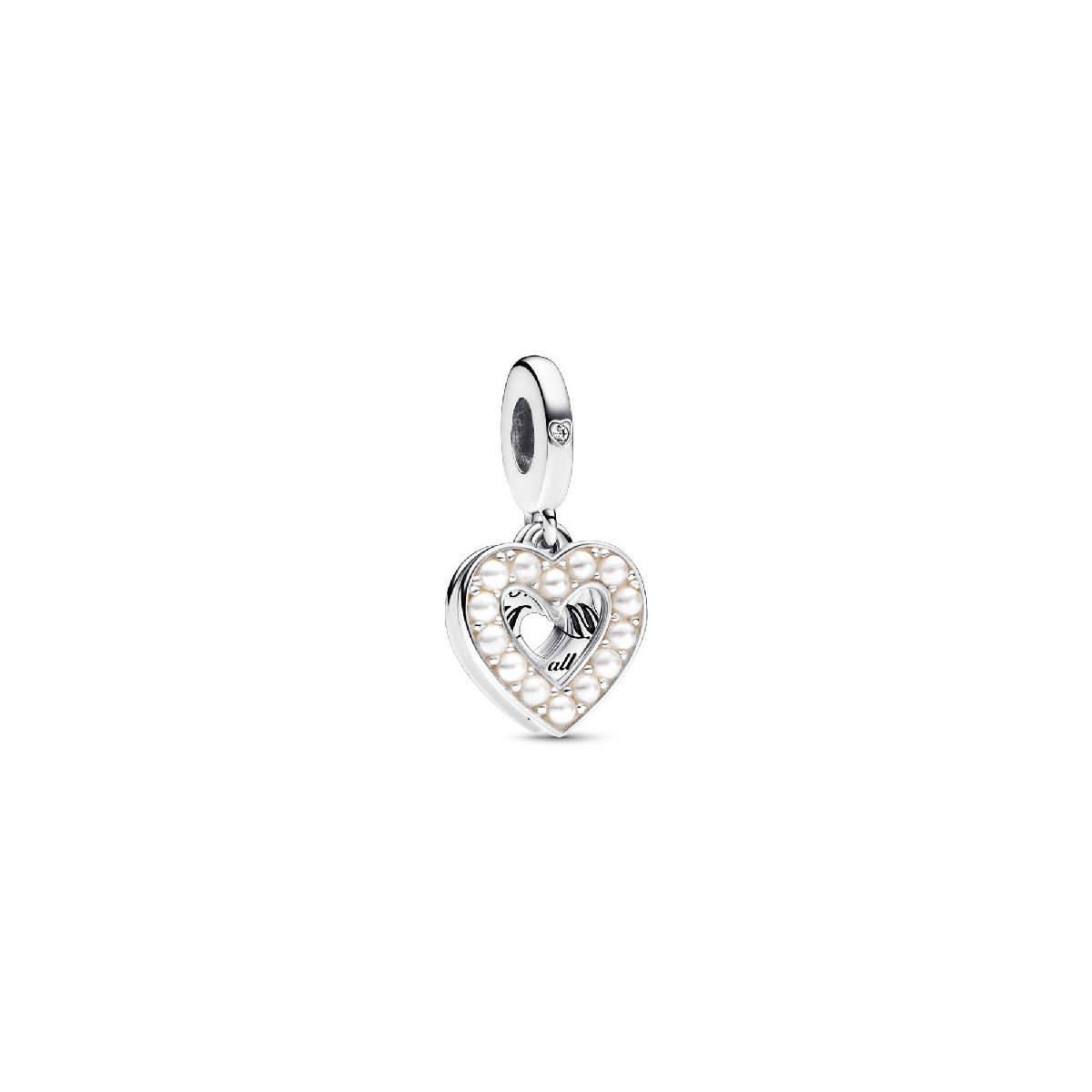Abalorio Pandora plata 925 Colgante Doble Corazón Blanco Anacarado