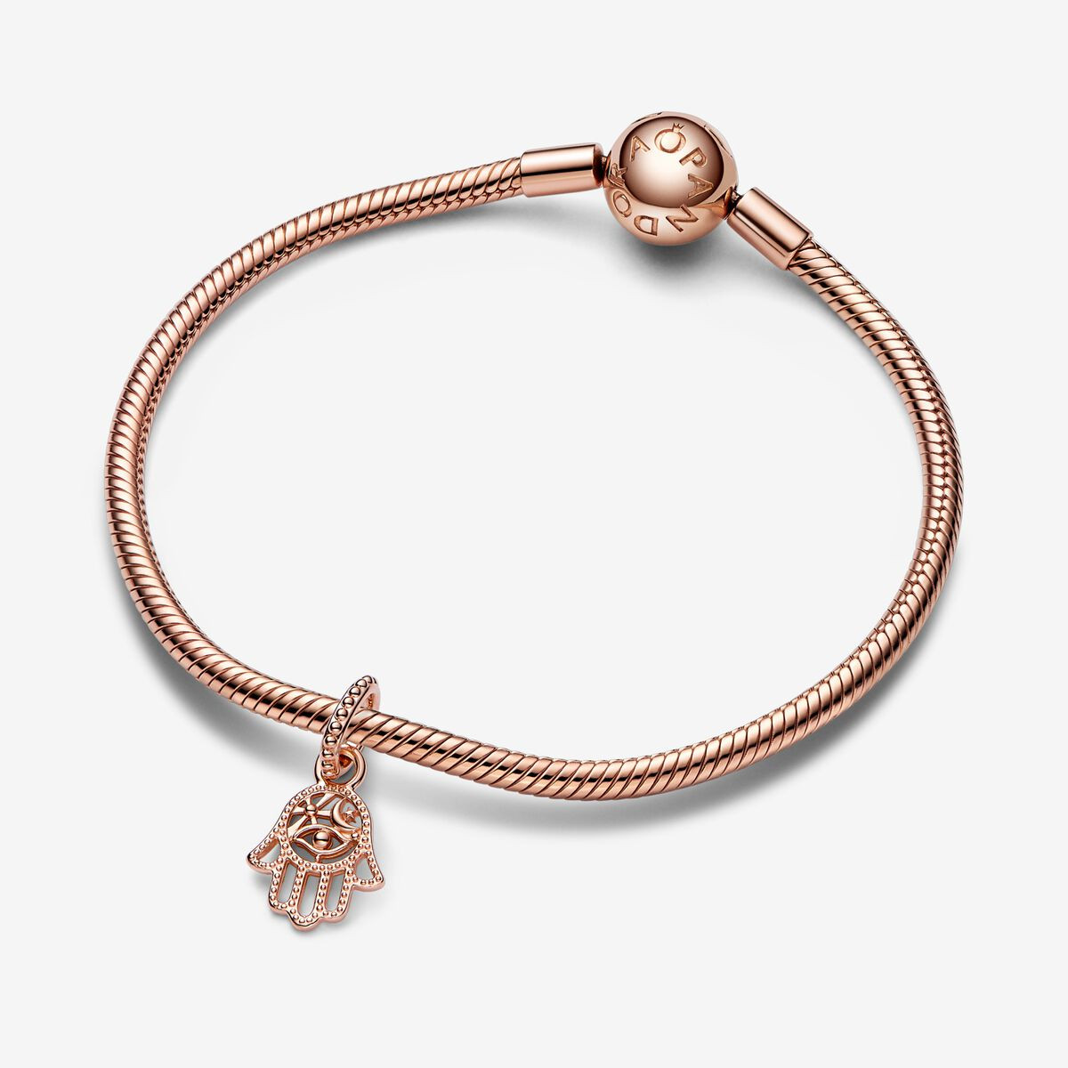 Abalorio Pandora Moments plata rosa Colgante Hamsa Protectora