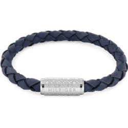 Pulsera Tommy Hilfiger de cuero azul y acero unisex