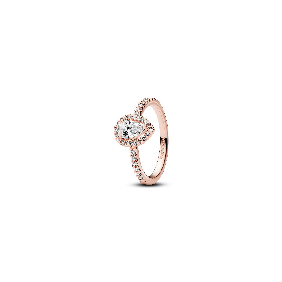 Anillo Pandora Rosa Halo Brillante Corte Pera talla 52