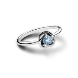 Anillo Pandora plata 925 Círculo Eternity Azul Aguamarina talla 56