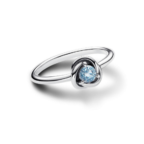 Anillo Pandora plata 925 Círculo Eternity Azul Aguamarina talla 56