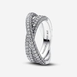 Anillo Pandora plata 925 Doble Banda Cruzada en Pavé talla 56