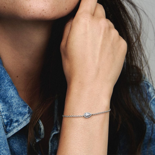 Pulsera Pandora plata 925 Halo Brillante Corte Pera 16cm