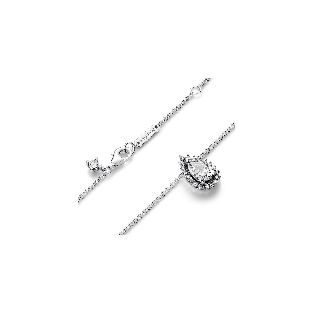 Collar Pandora plata 925 Halo Brillante Corte Pera