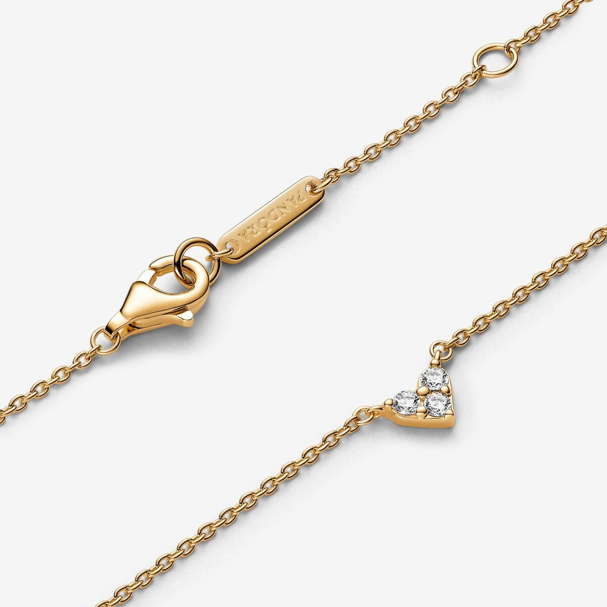 Collar Pandora dorado Corazón triple Gema