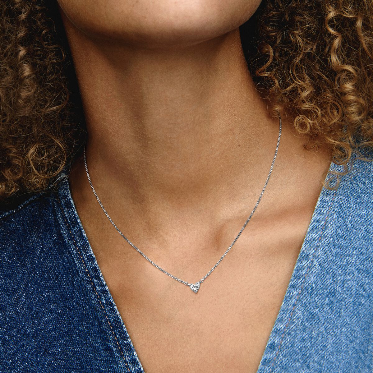 Collar Pandora plata 925 Corazón triple Gema