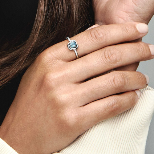 Anillo Pandora plata 925 Círculo Eternity Azul Aguamarina talla 56