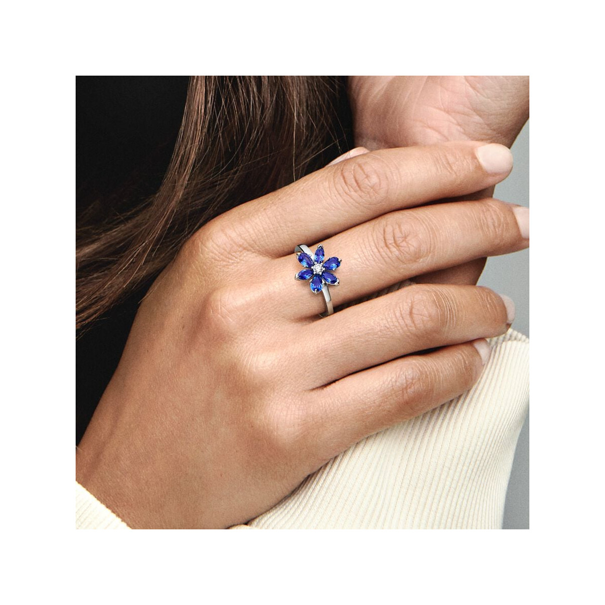 Anillo Pandora plata 925 Herbario Brillante Azul talla 58
