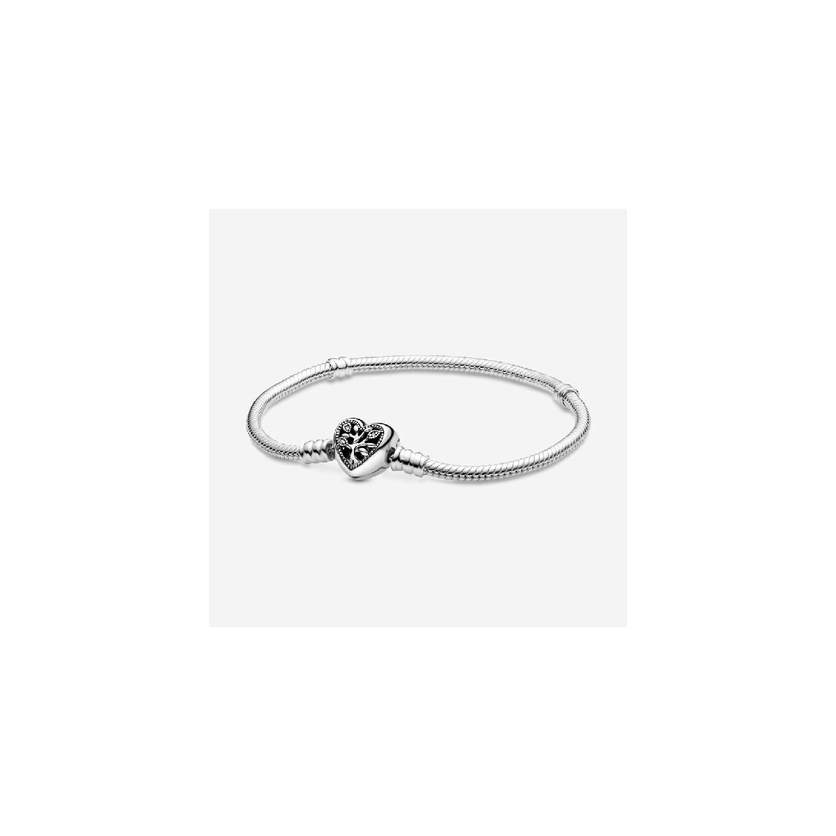 Pulsera Pandora Moments plata 925 Cadena de Serpiente con Cierre de Corazón Familiar talla 17