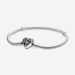 Pulsera Pandora Moments plata 925 Cadena de Serpiente con Cierre de Corazón Familiar talla 19