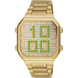 Reloj Tous D-BEARdigital con brazalete de acero IPG dorado y caja con leds
