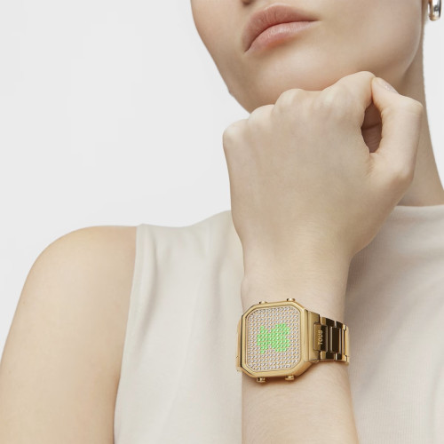 Reloj Tous D-BEARdigital con brazalete de acero IPG dorado y caja con leds