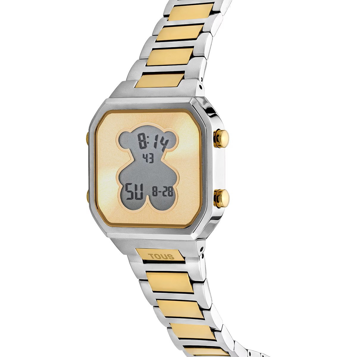 Reloj  D-BEAR digital con brazalete de acero SS y acero IPG dorado