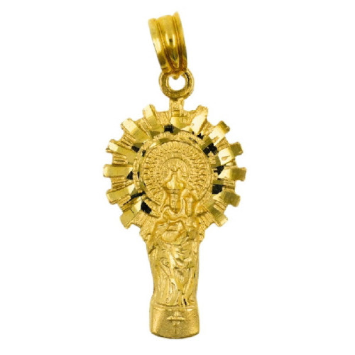 Medalla oro 750 Virgen del Pilar recortada 29mm