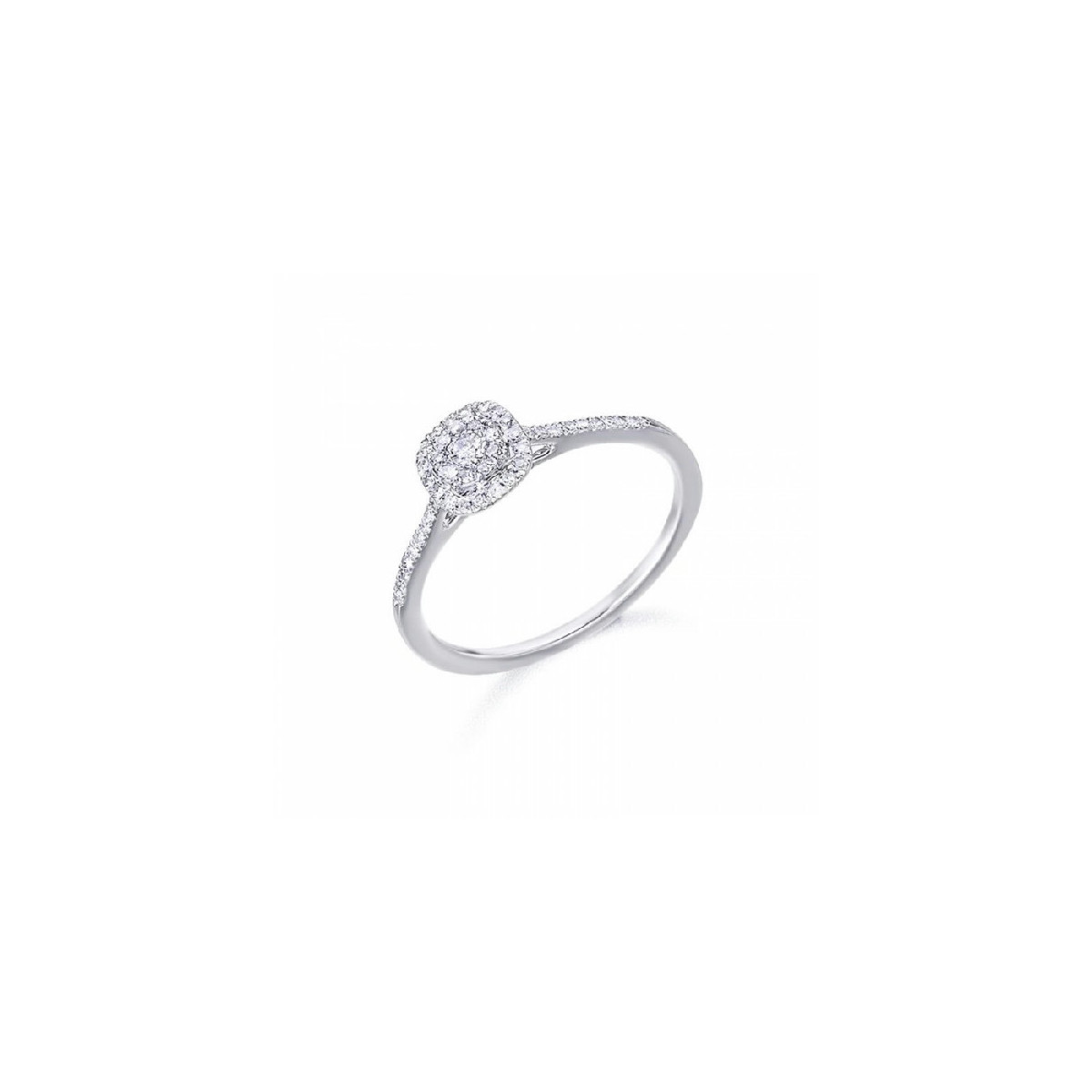 Anillo Lecarré Roseta Destinity oro 750 blanco y brillantes, talla 15