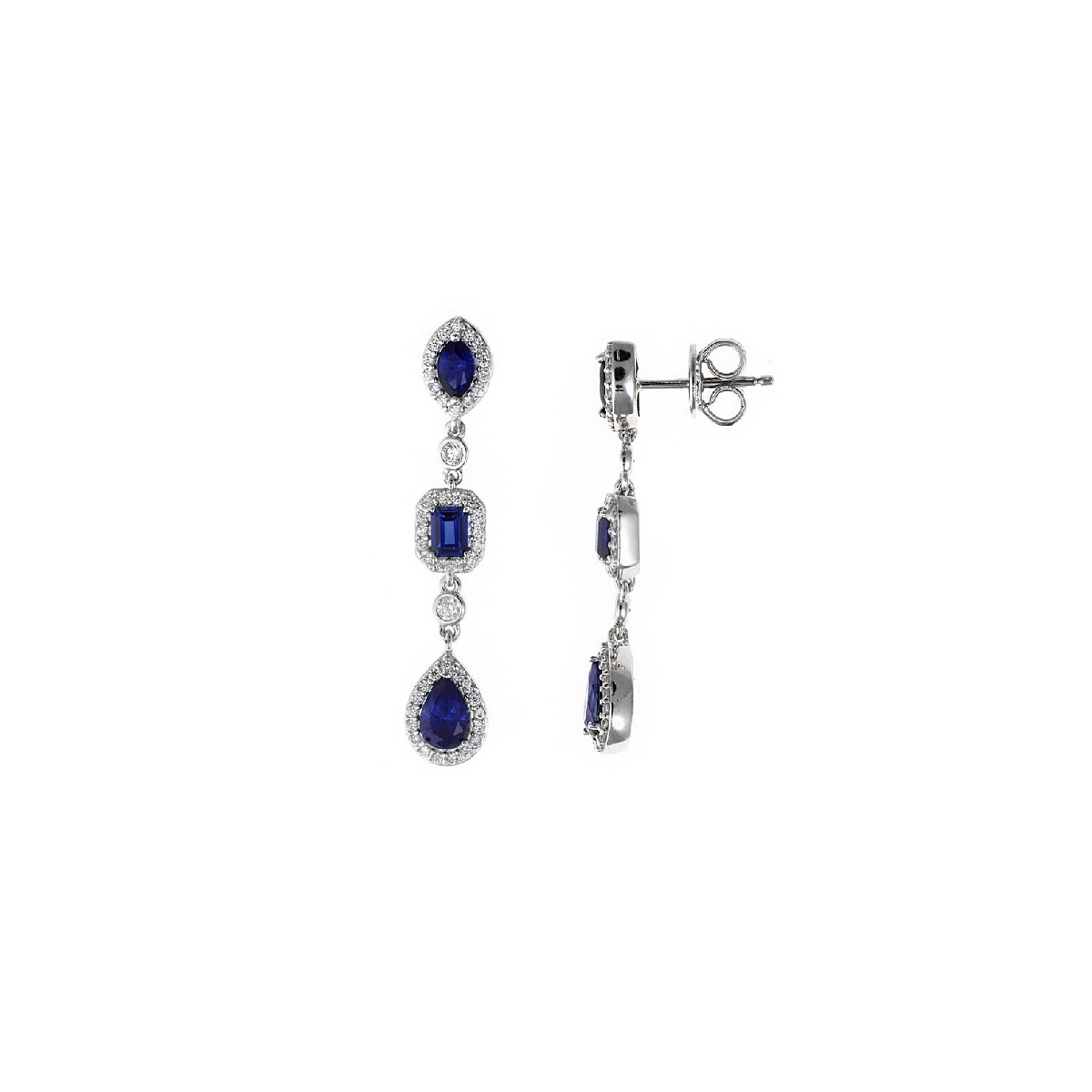 Pendientes Salvatore plata 925 circonitas azul zafiro
